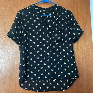 Uniqlo Sheer Flowers Collared Shirt